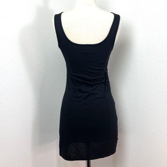 Eye Shadow Black Sequin Bodycon Dress Small Mini Knit Sleeveless Club Party Y2K - Picture 7 of 10